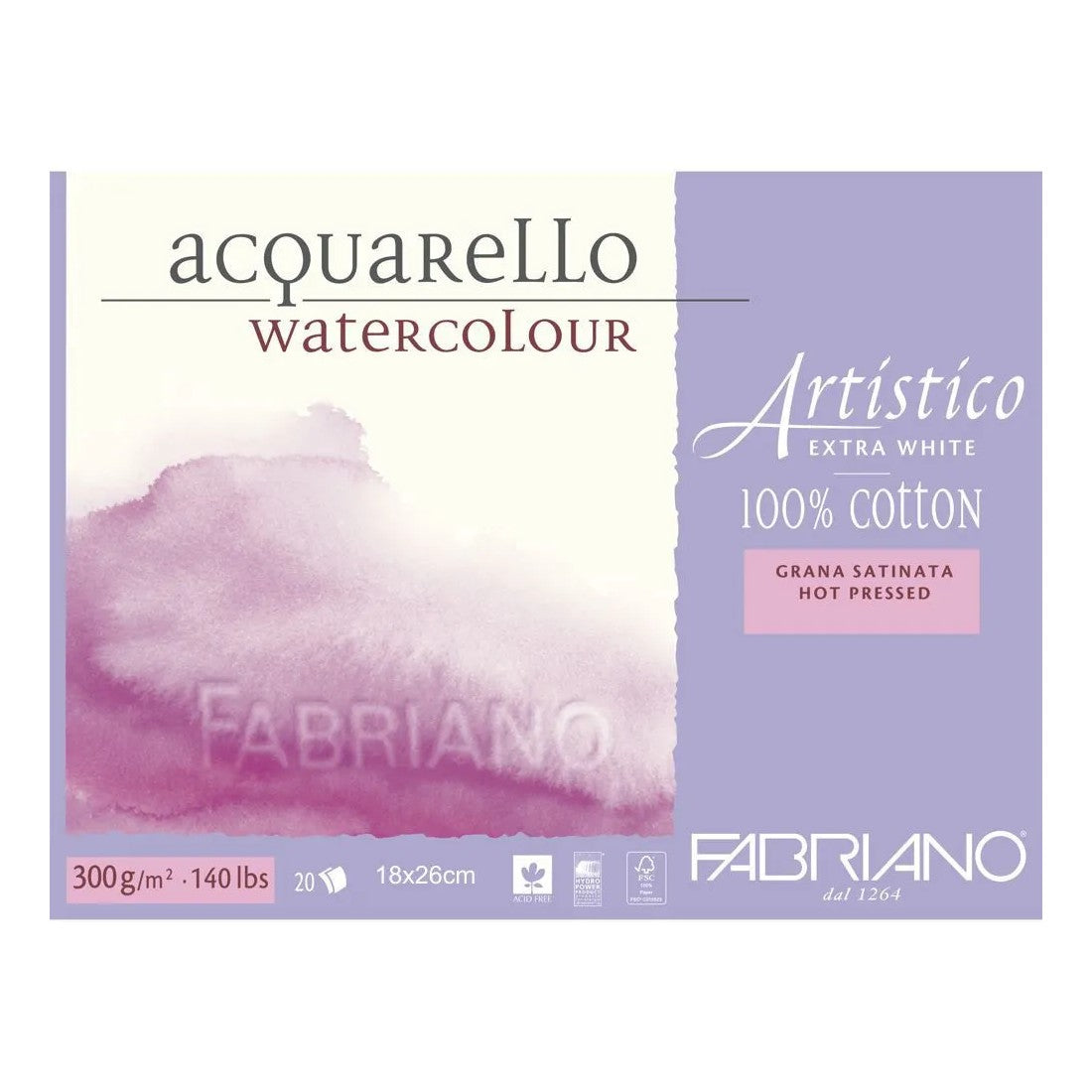 BLOCO FABRIANO ARTISTICO SATINE 300G/M2 18X26 20 FLS
