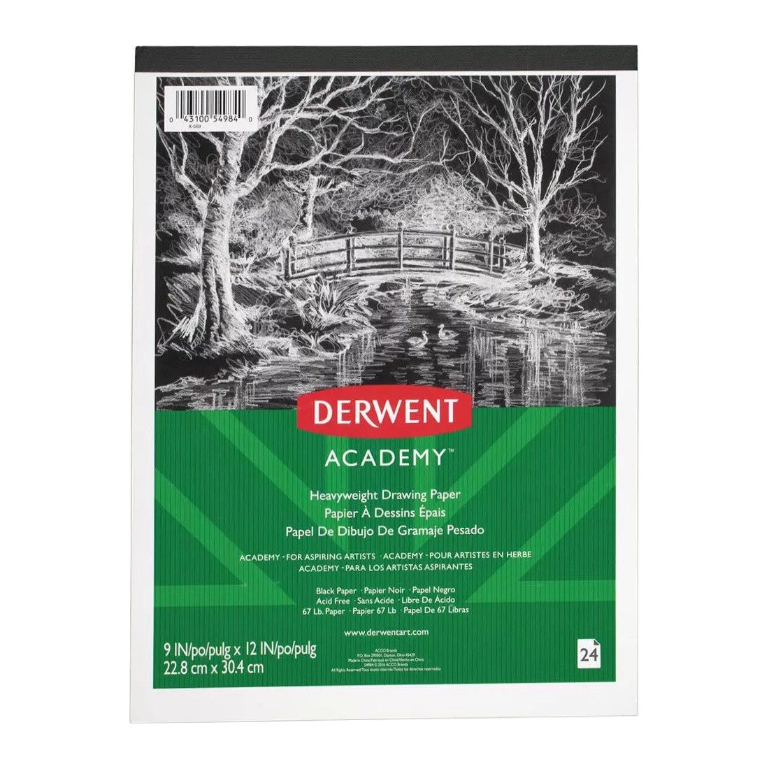 BLOCO DERWENT ACADEMY PRETO 110G/M2 A4 24 FOLHAS