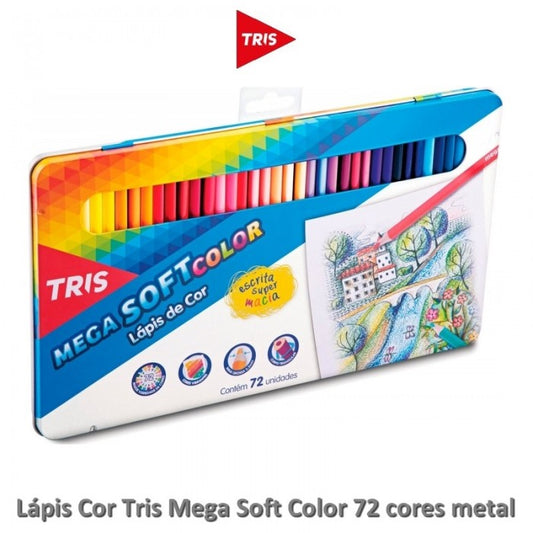 LAPIS COR TRIS MEGA SOFT 72 CORES ESTOJO METAL
