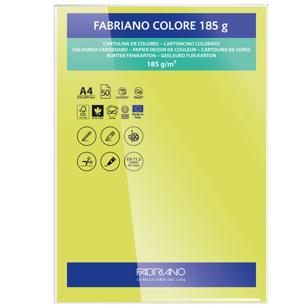 PAPEL FABRIANO COLORE 419 VERDE LIMAO A4 185G C/10 UNI