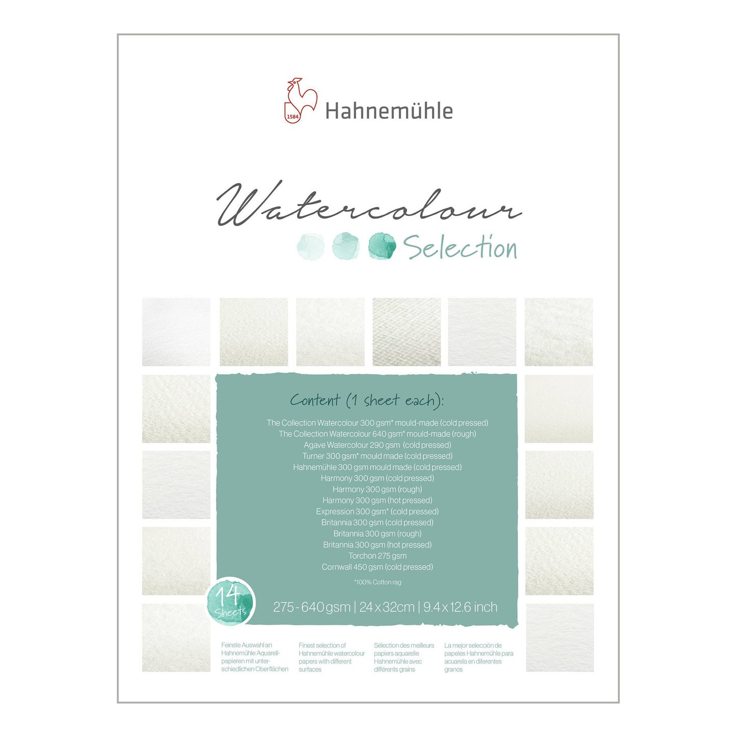 BLOCO HAHNEMUHLE WATERCOLOUR SELECTION 24X32CM 14F 10628001