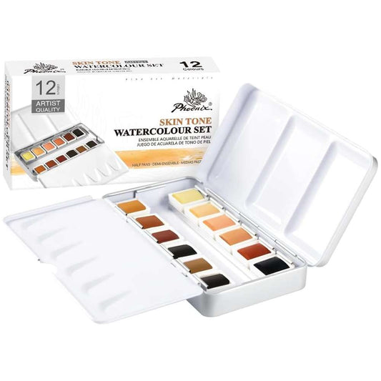 AQUARELA PHOENIX AUREOU 12 CORES PASTILHA SKIN TONES PW12SM T-101