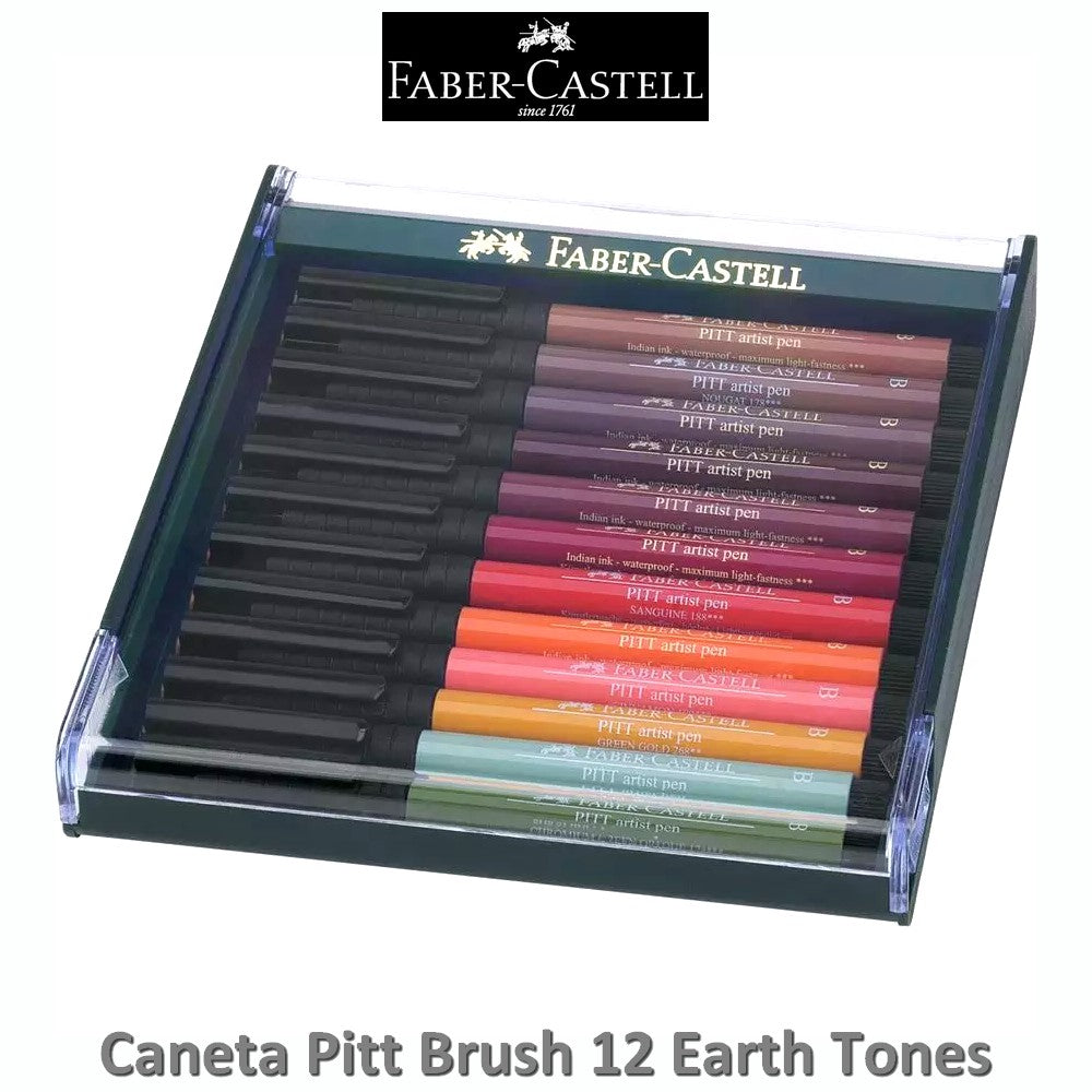 CANETA FABER CASTELL PITT 12 BRUSH EARTH TONES 267422