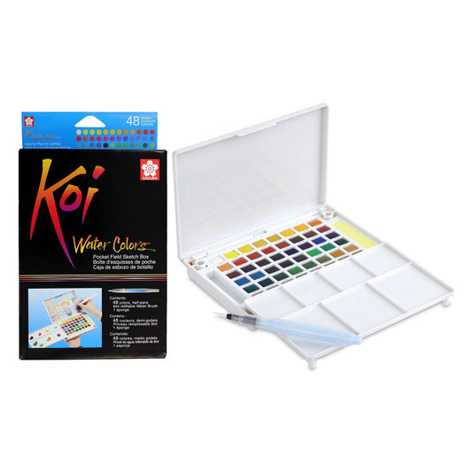 ESTOJO AQUARELA SAKURA KOI 48 CORES + PINCEL