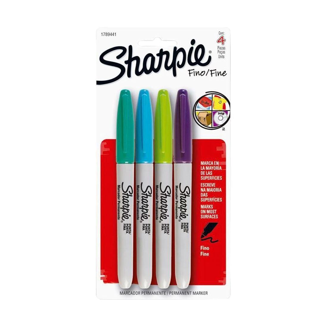 CANETA SHARPIE FINE 04 CORES FASHION