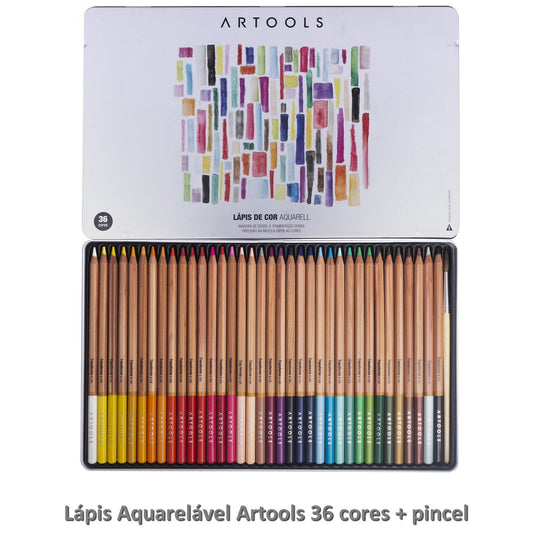 ESTOJO LAPIS AQUARELAVEL ARTOOLS AQUARELL 036 CORES + PINCEL
