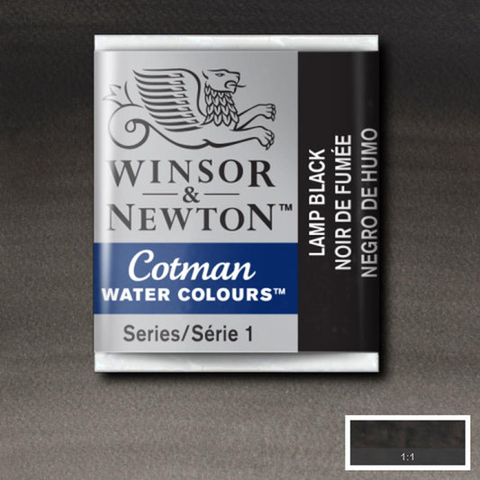 AQUARELA WINSOR NEWTON COTMAN HALF PAN 337 LAMP BLACK