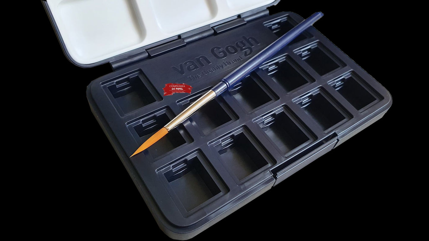 ESTOJO AQUARELA TALENS VAN GOGH VAZIO 12 HALF PAN BLUE-BLACK