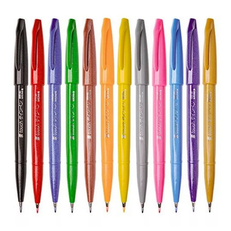 CANETA PENTEL SIGN PEN BRUSH ESTOJO C/ 12 CORES