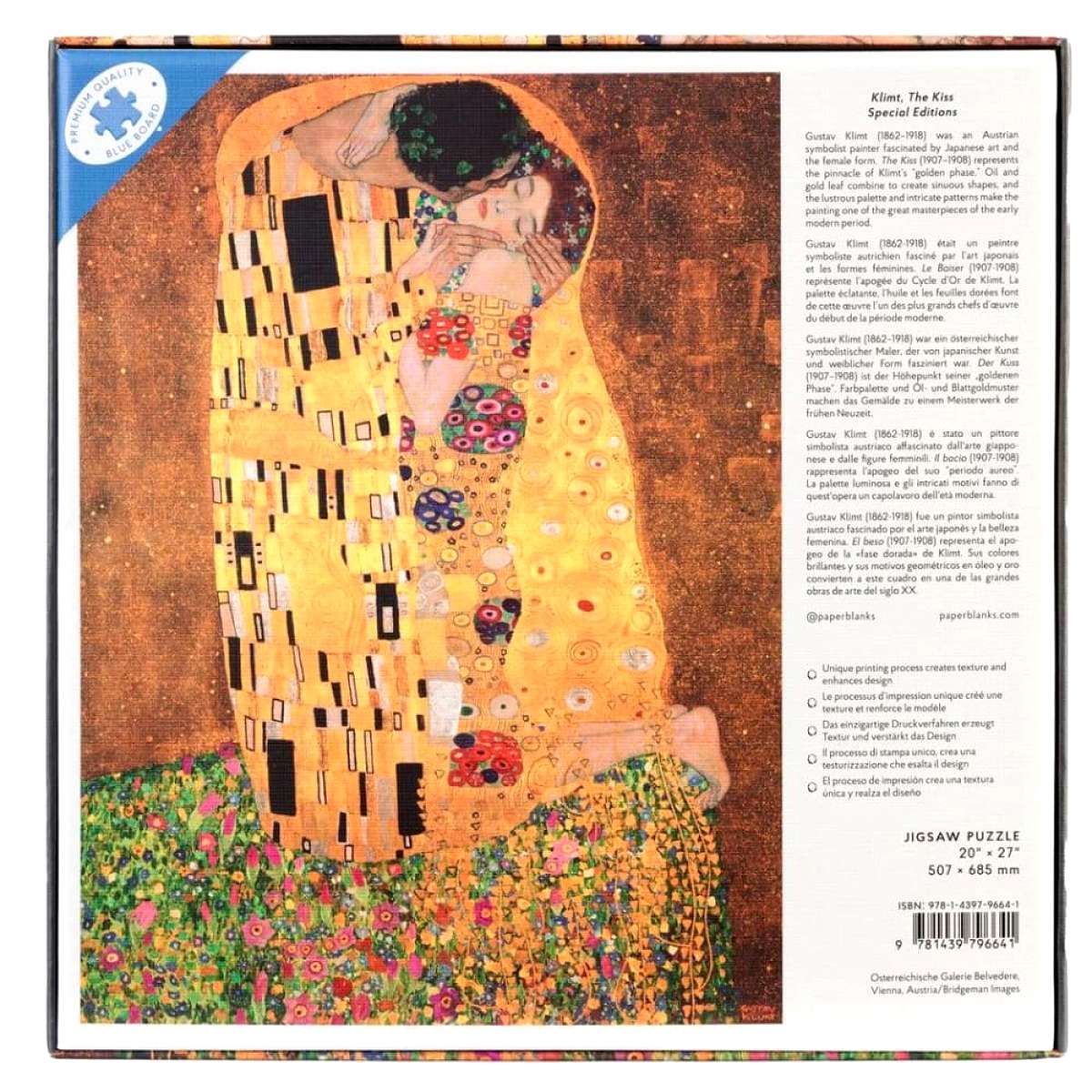 QUEBRA CABECAS PUZZLE PAPERBLANKS 1000 PCS KLIMT THE KISS PA9664-1