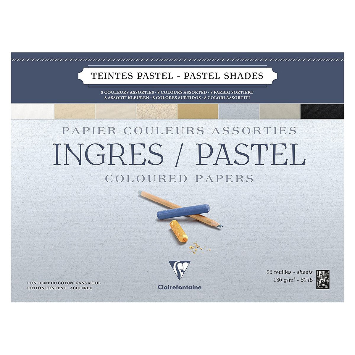 BLOCO CLAIREFONTAINE INGRES PASTEL SHADES 24X30 130G/M2 25 F