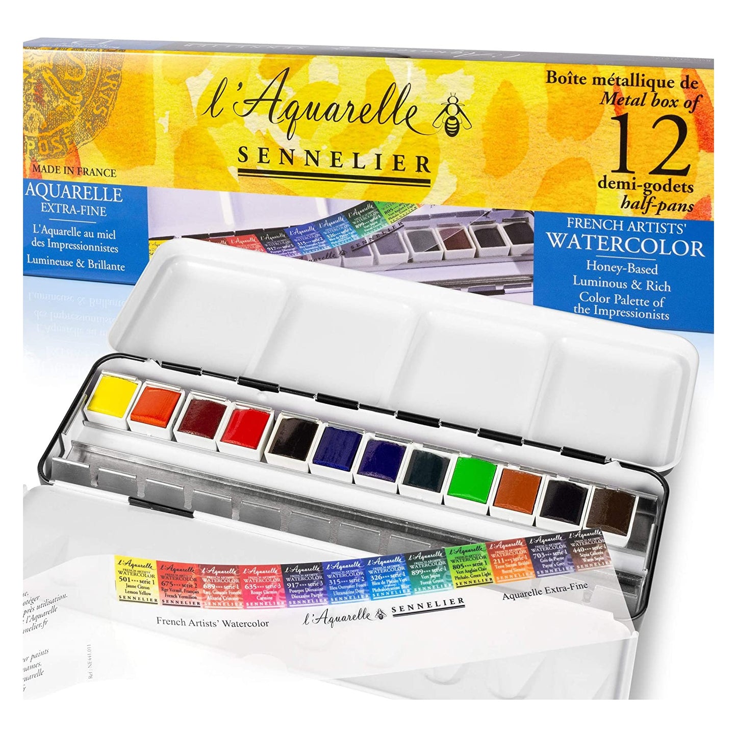 ESTOJO AQUARELA SENNELIER L'AQUARELLE 12 HALF PANS POCKET