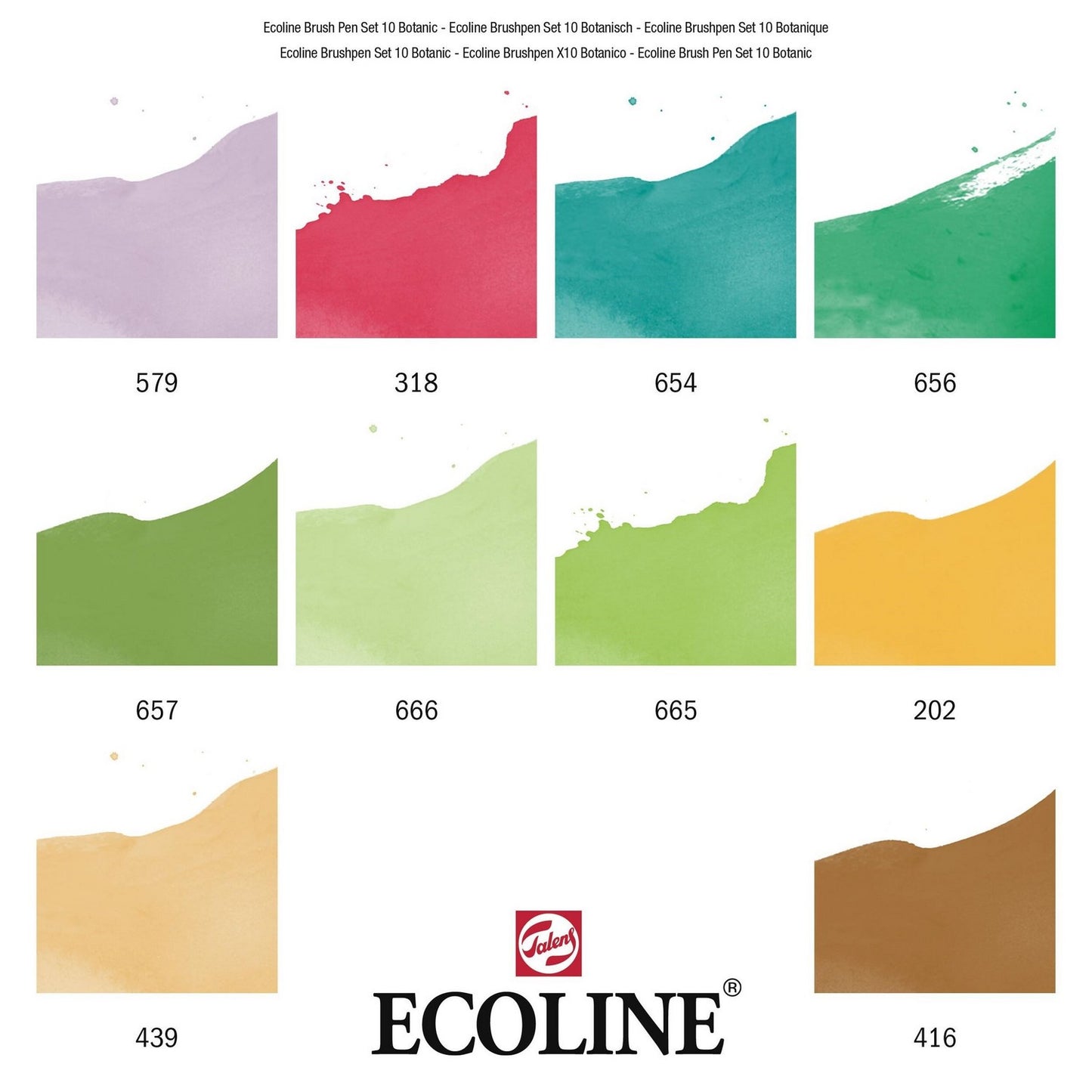 ESTOJO ECOLINE BRUSH PEN C/ 10 CORES BOTANIC TALENS