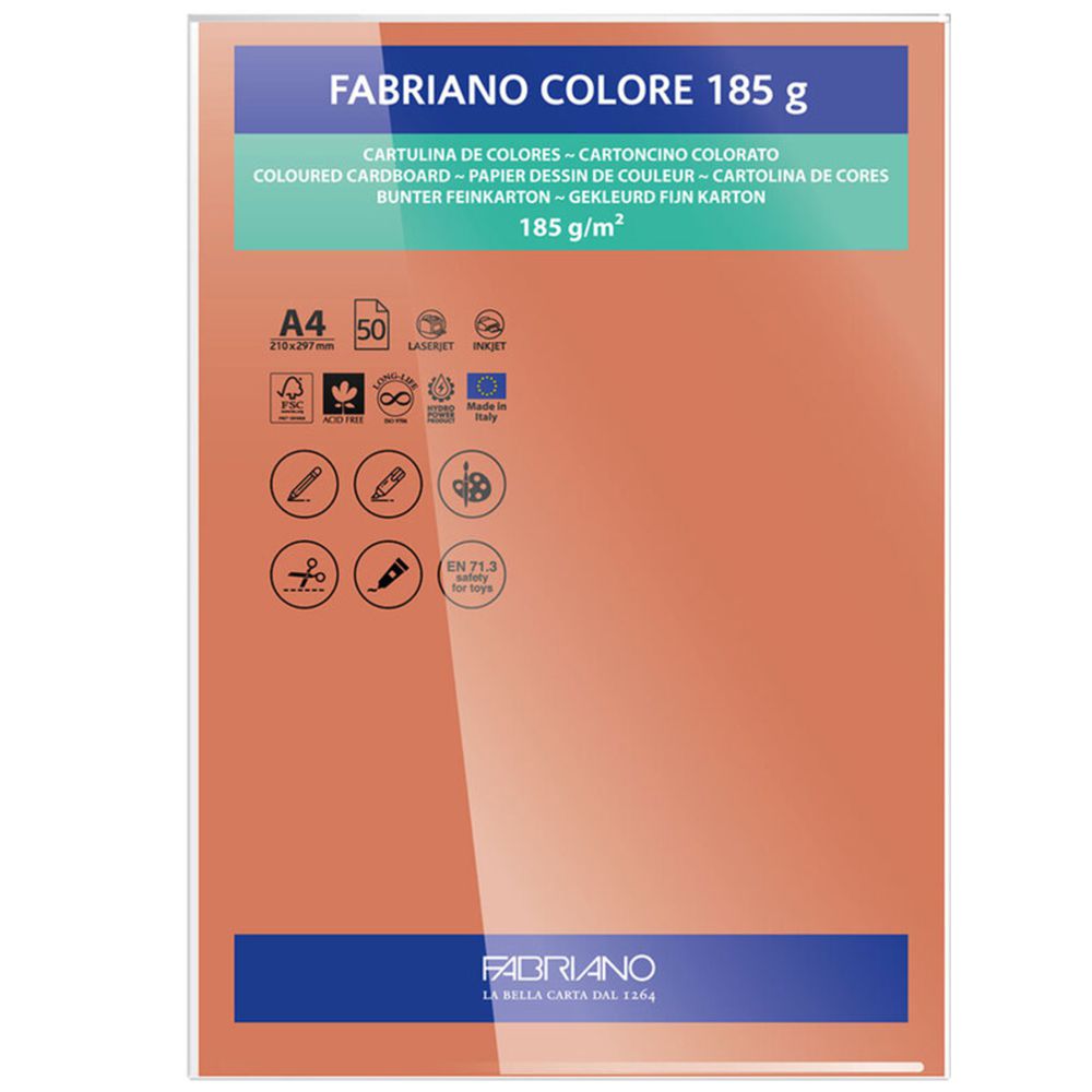 PAPEL FABRIANO COLORE 426 TERRACOTA A4 185G C/10 UNI
