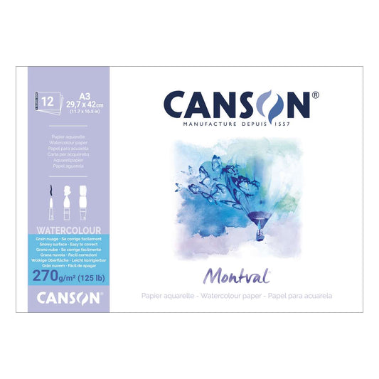 BLOCO CANSON MONTVAL A3 TORCHON 270g/m2 12 FOLHAS