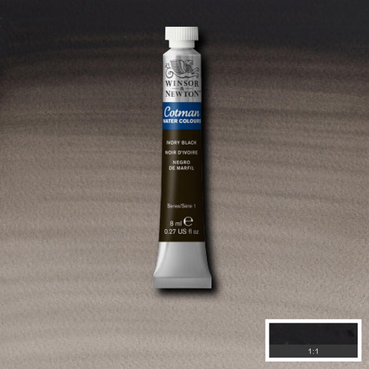 AQUARELA WINSOR NEWTON COTMAN 331 IVORY BLACK 08ml