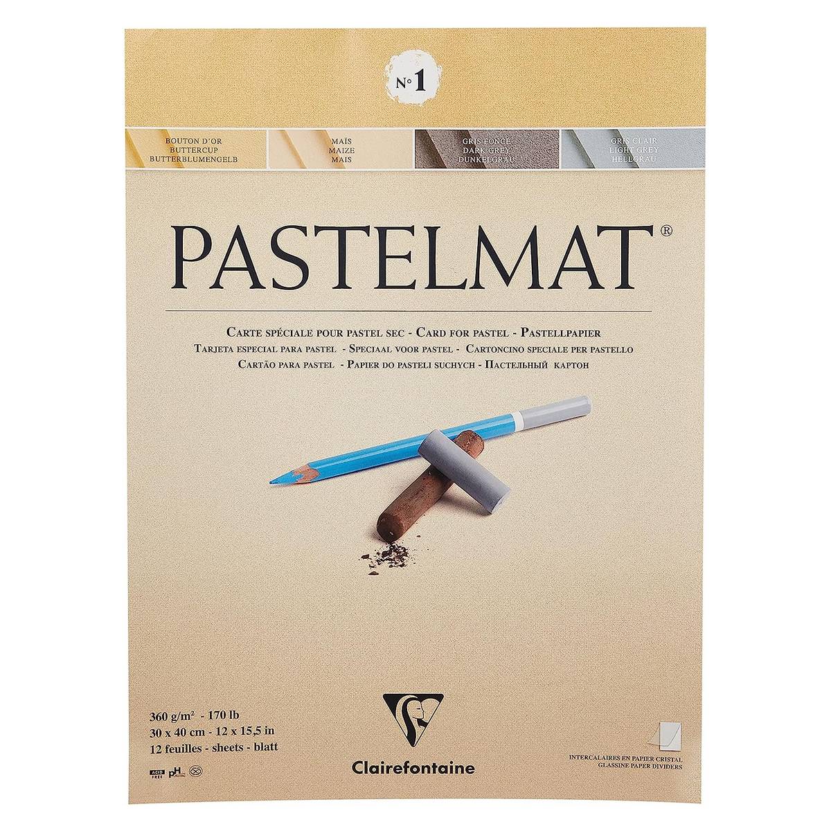 BLOCO CLAIREFONTAINE PASTELMAT 1 360G/M2 30x40 12FLS (04 CORES)