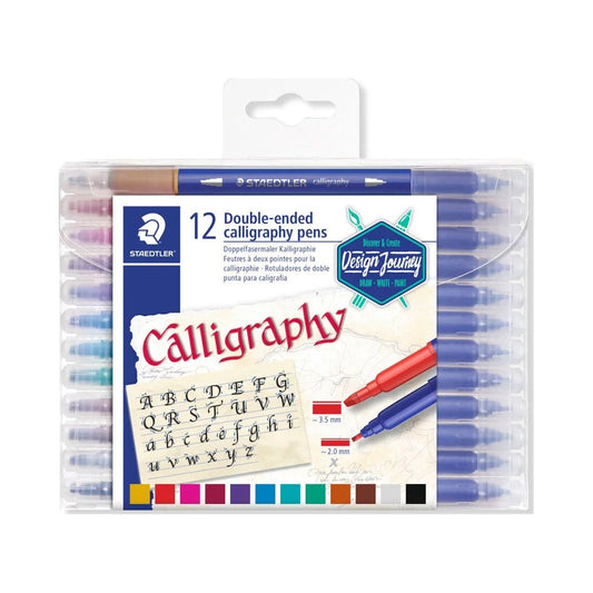 CANETA STAEDTLER CALLIGRAPHY 12 CORES PONTA DUPLA 3005 TB12