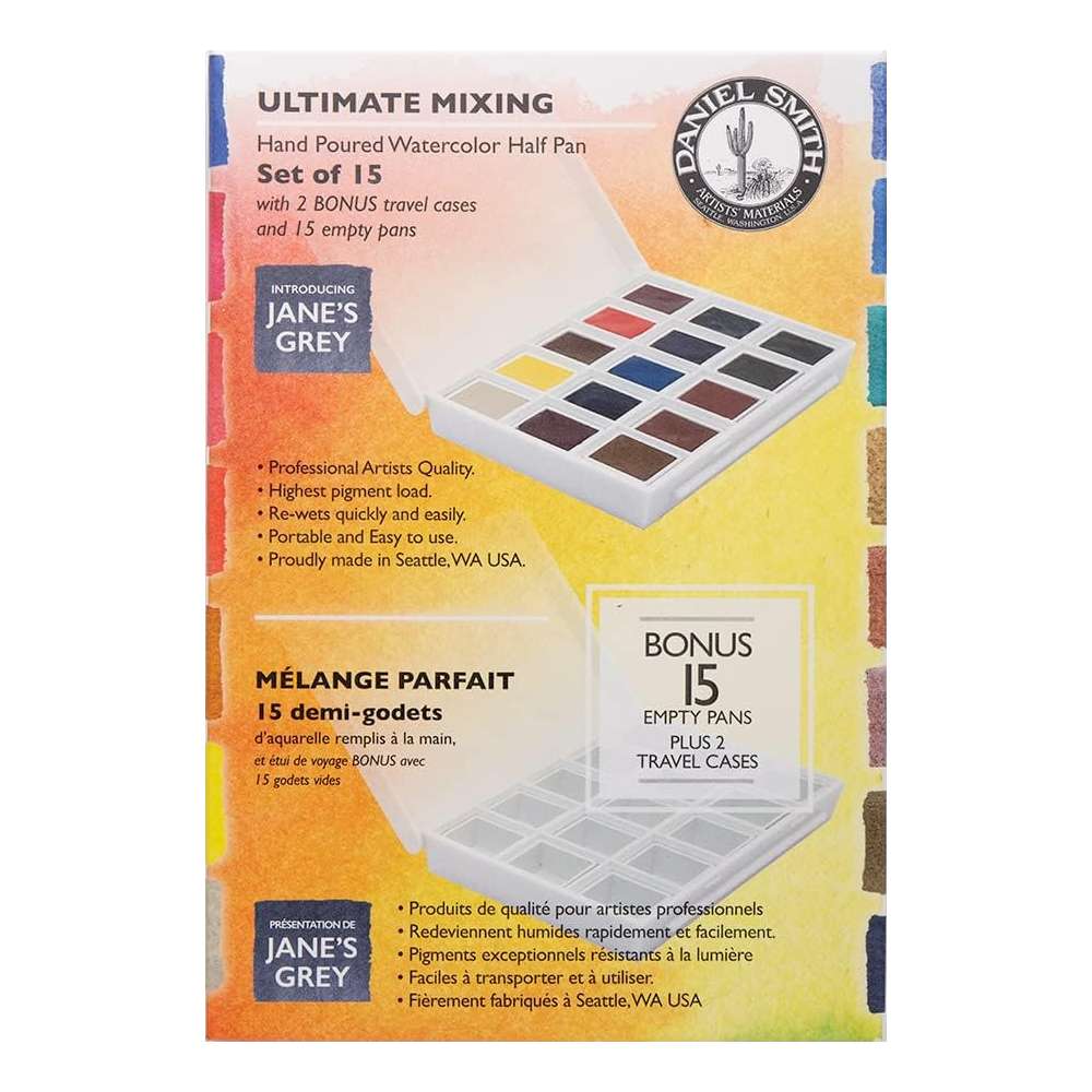 ESTOJO AQUARELA DANIEL SMITH ULTIMATE MIXING C/ 15 HALF PAN +