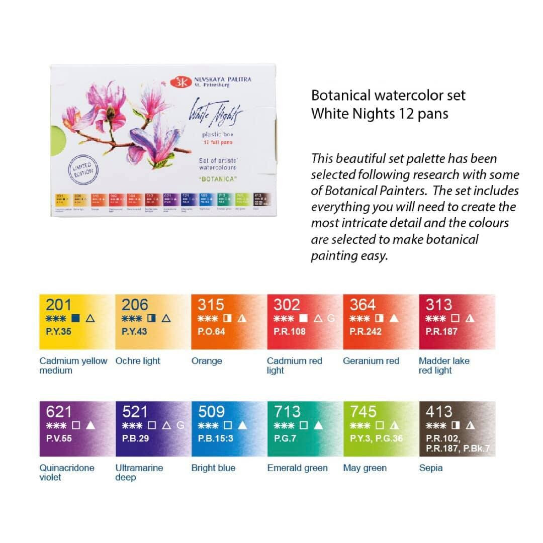 ESTOJO AQUARELA WHITE NIGHTS 12 PANS BOTANICA SET 19421874