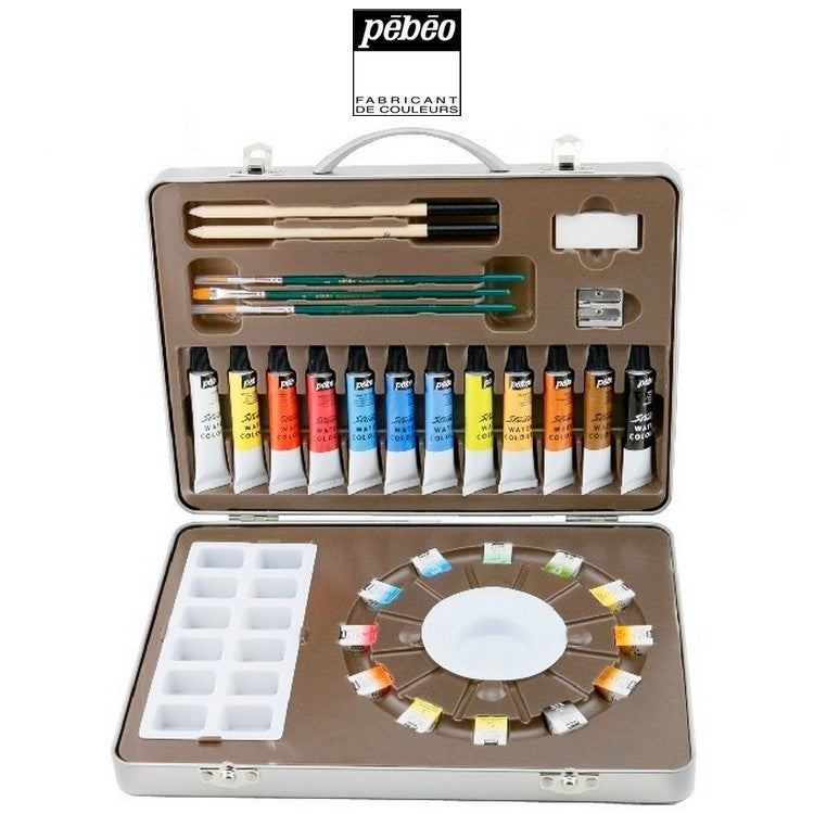 ESTOJO AQUARELA PEBEO 24 (12 TBS + 12 HALF PAN) + ACESSORIOS