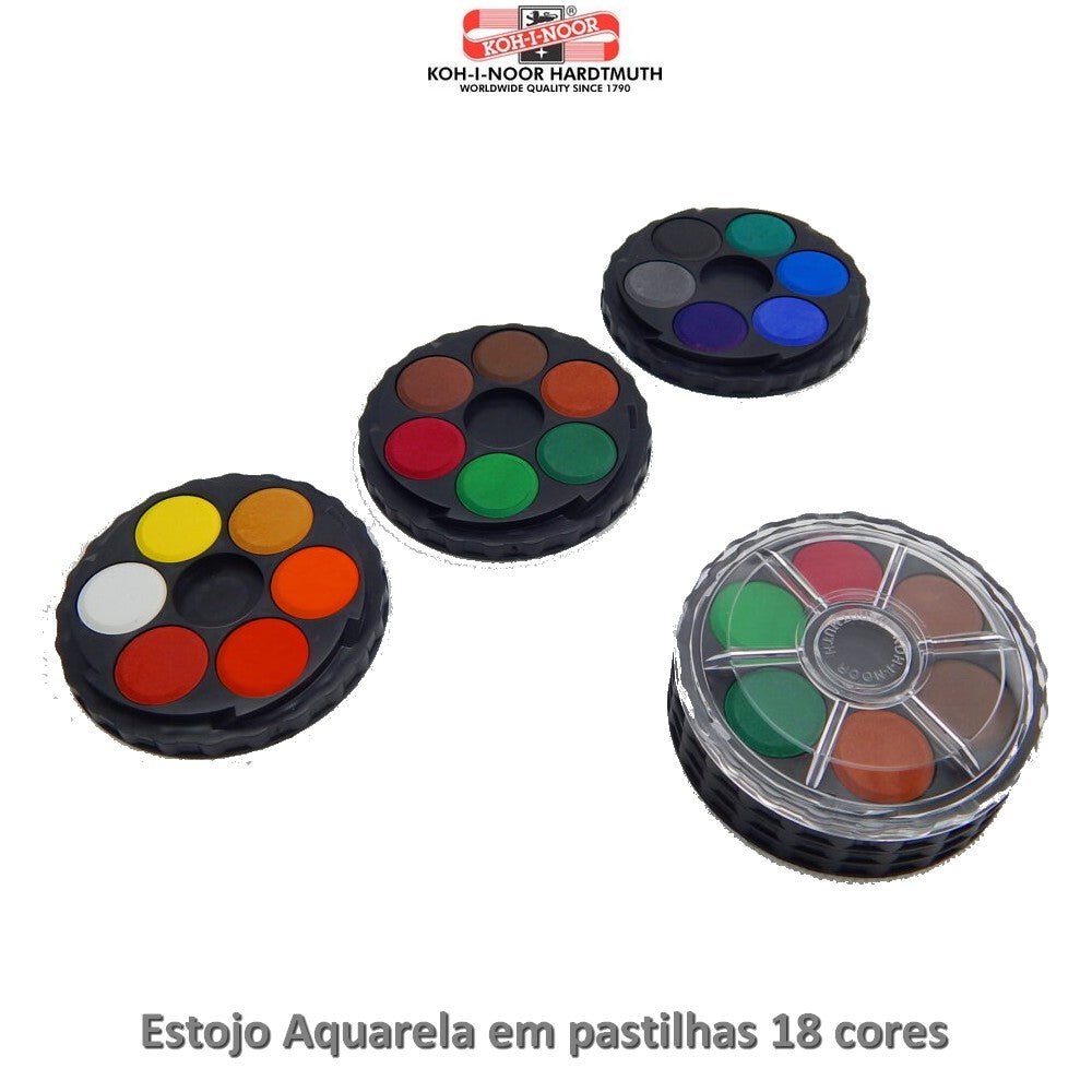 ESTOJO AQUARELA PASTILHAS KOH-I-NOOR 18 CORES 171505