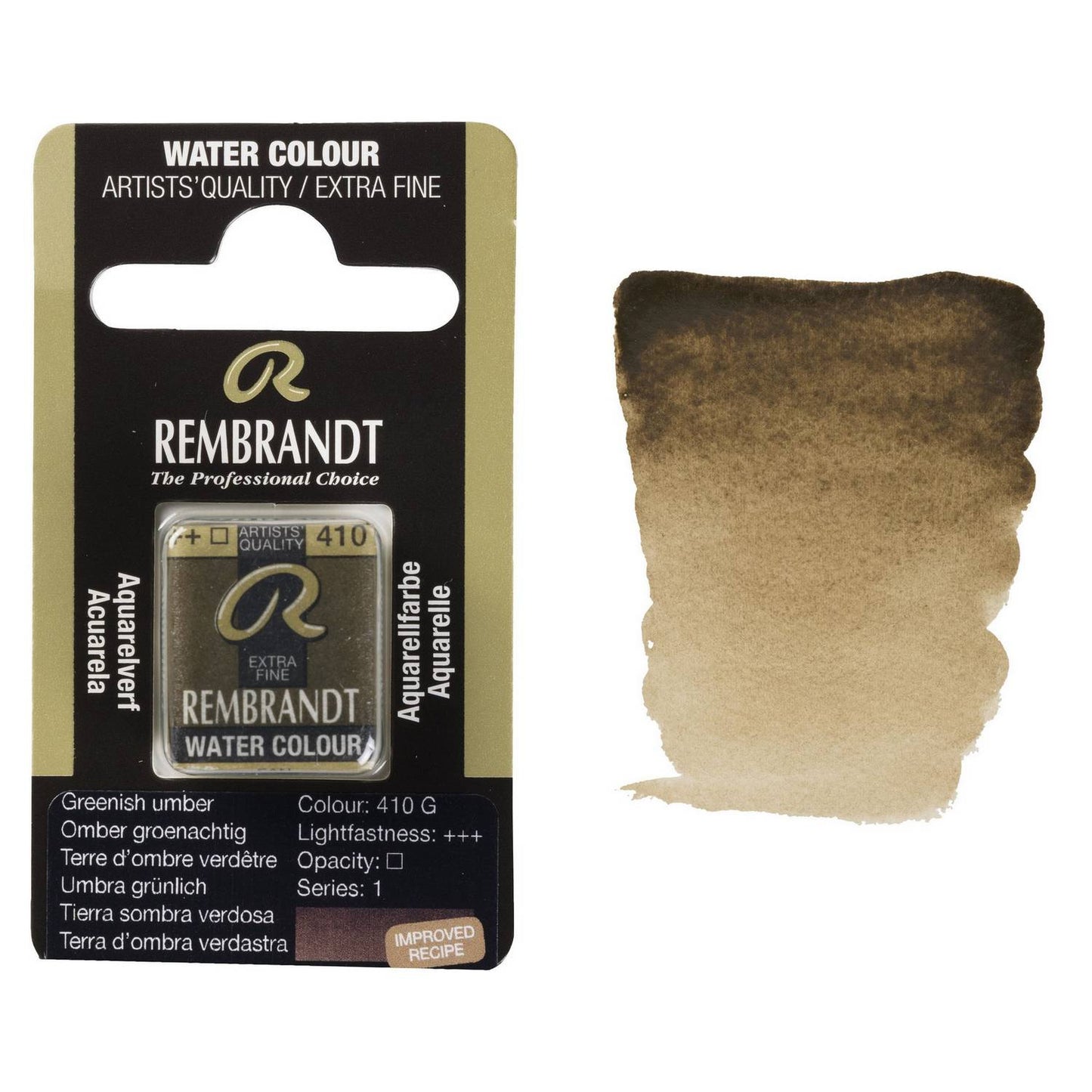 AQUARELA TALENS REMBRANDT HALF PAN 410 GREENISH UMBER GRANUL S1
