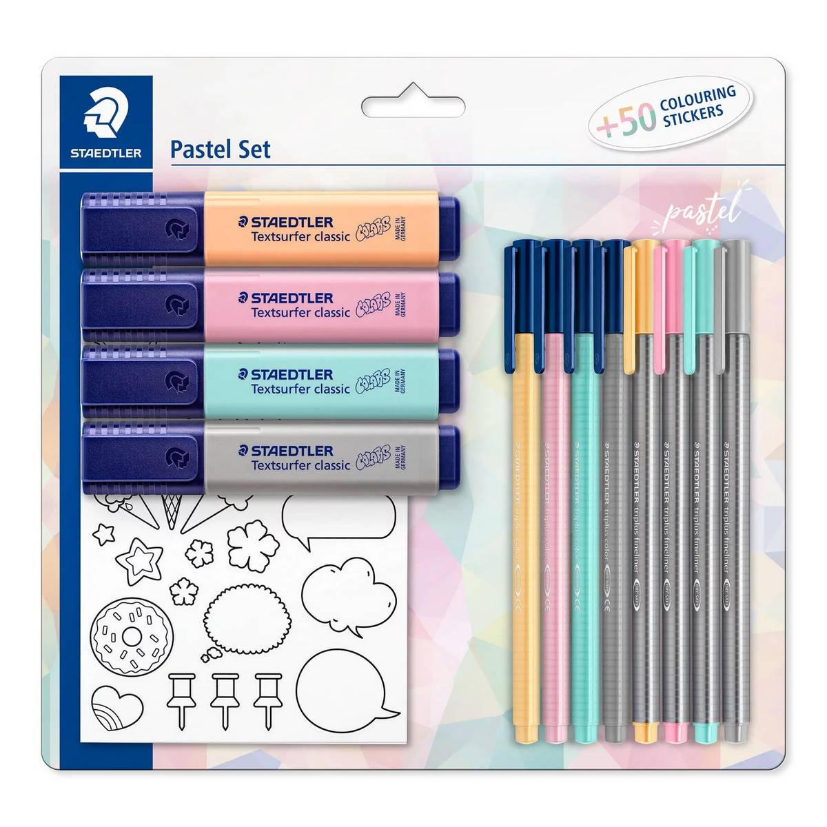 ESTOJO MARCADOR FLUORESCENTE TRIPLUS PASTEL SET 13 PEÇAS