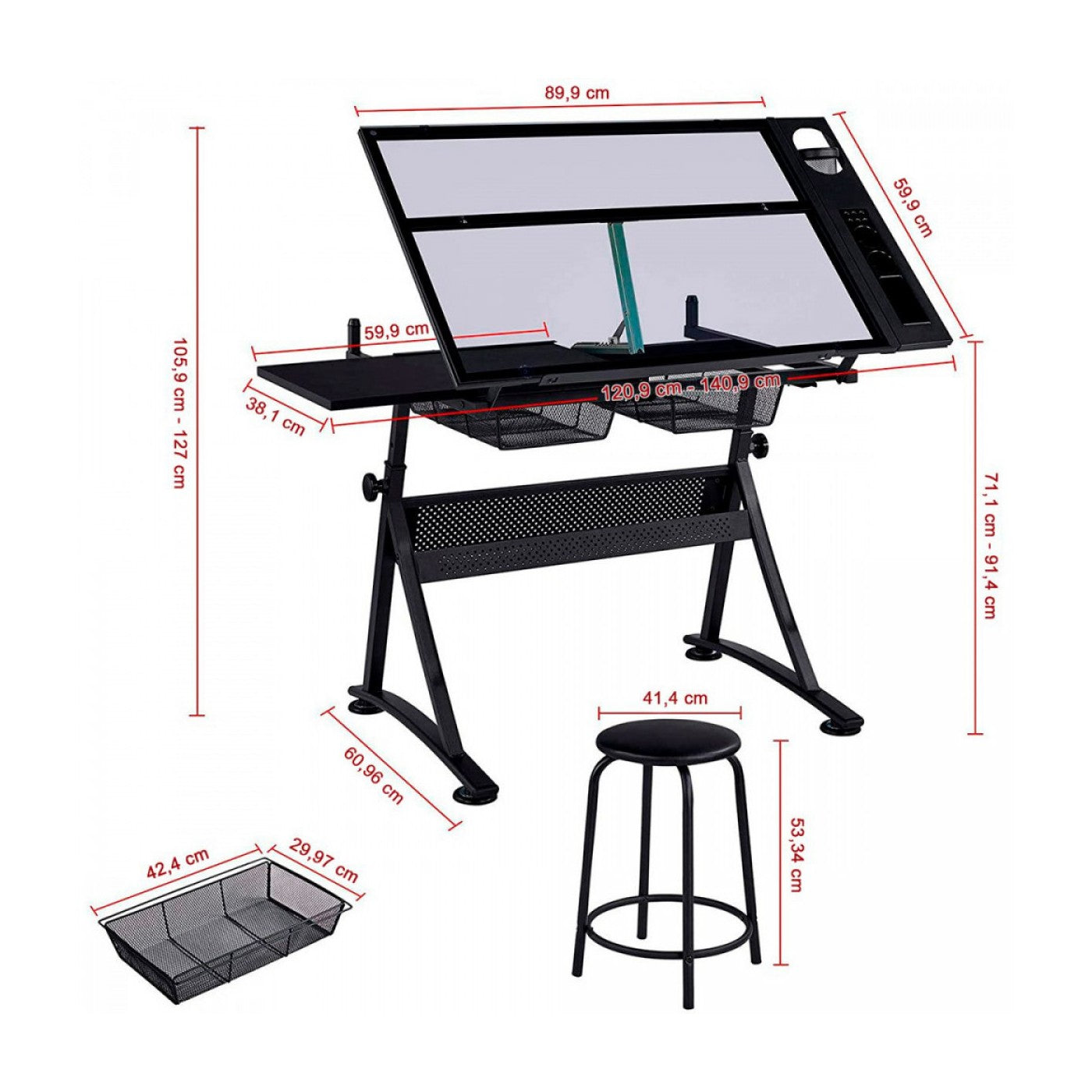 MESA DE DESENHO DRAWING TABLE SINOART BOARD GLASS C/ BANQUET