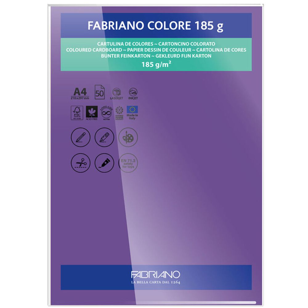 PAPEL FABRIANO COLORE 413 MORADO A4 185G C/10 UNI