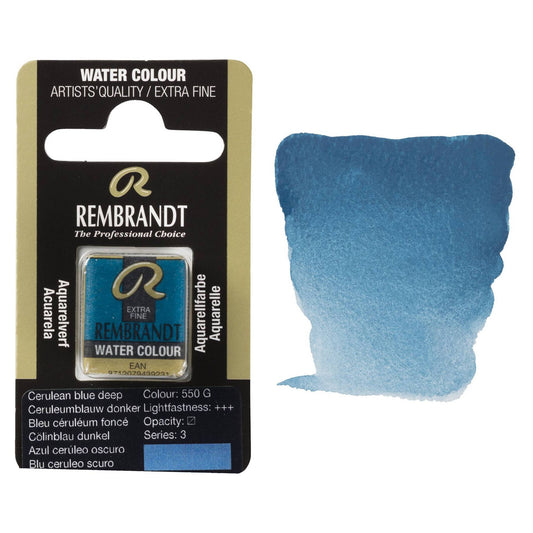 AQUARELA TALENS REMBRANDT HALF PAN 550 CERULEAN BLUE DEEP GRANUL S3