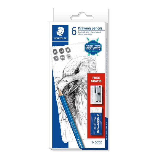 ESTOJO LAPIS GRADUADO STAEDTLER LUMOGRAPH CLASSIC C/ 06 + AC