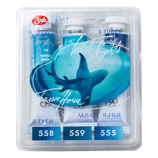 ESTOJO AQUARELA WHITE NIGHTS 03 TUBOS GRANULADAS TONS DE PROFUNDIDADE 10ML