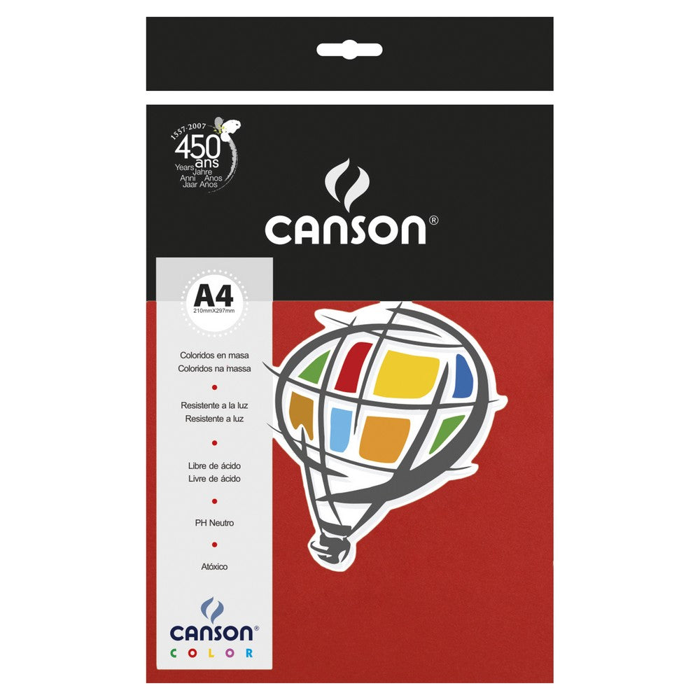 PAPEL CANSON COLOR 120G/M2 VERMELHO ESCURO A4