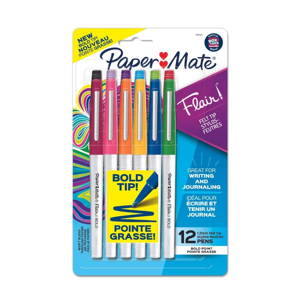 CANETA PAPERMATE FLAIR BOLD C/12 CORES