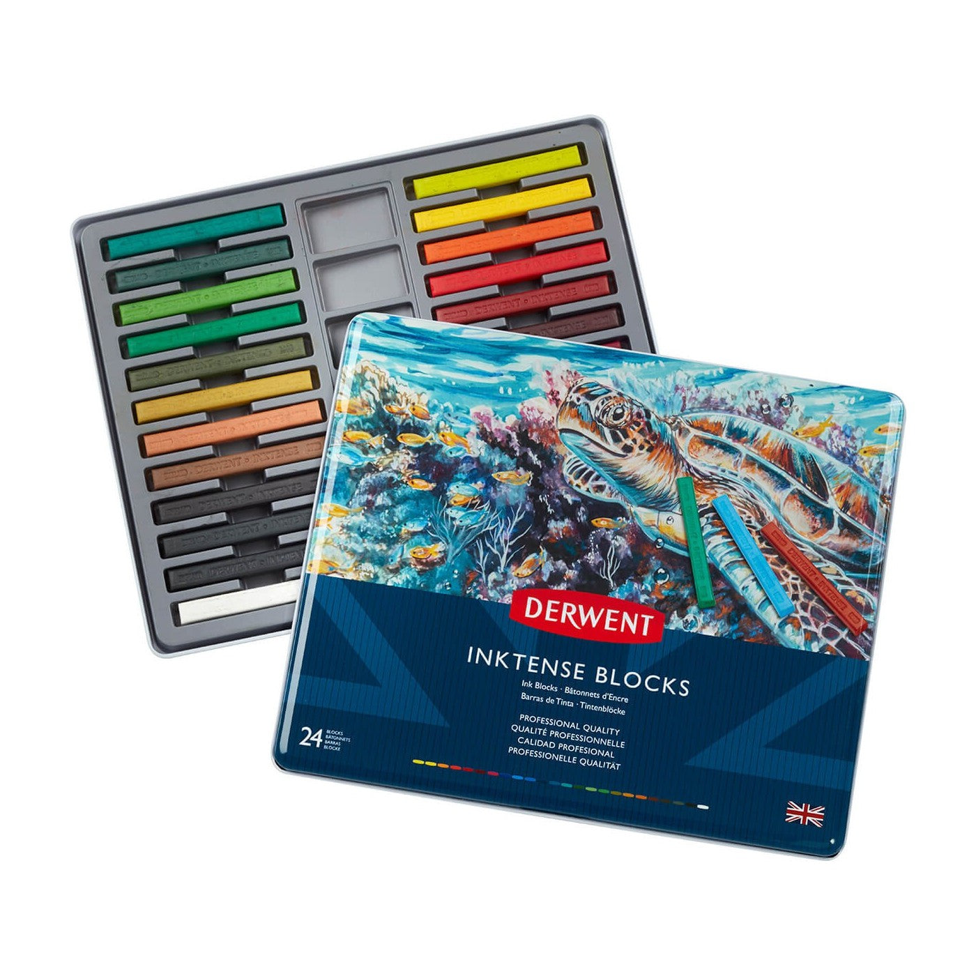 ESTOJO PASTEL AQUARELAVEL DERWENT INKTENSE BLOCKS 24 CORES