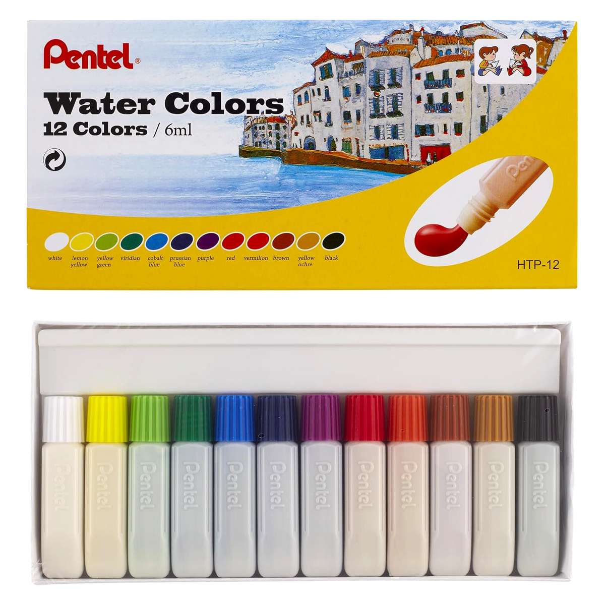 ESTOJO AQUARELA PENTEL 12 CORES ESCOLAR