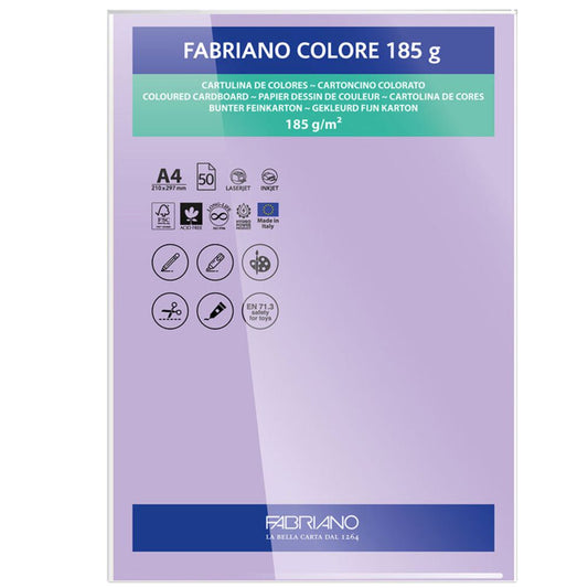 PAPEL FABRIANO COLORE 412 VIOLETA A4 185G C/10 UNI