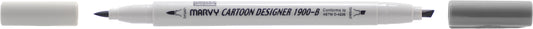 MARCADOR MARVY CARTOON DESIGNER PONTA DUPLA CINZA 12