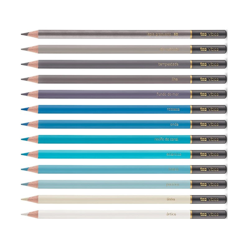 LAPIS COR TRIS VIBES 12 CORES OCEANO + LAPIS 6B