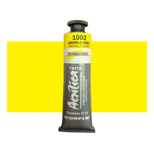 ACRILICA CORFIX FLUORESCENTE 37ML 1002 AMARELO LIMAO