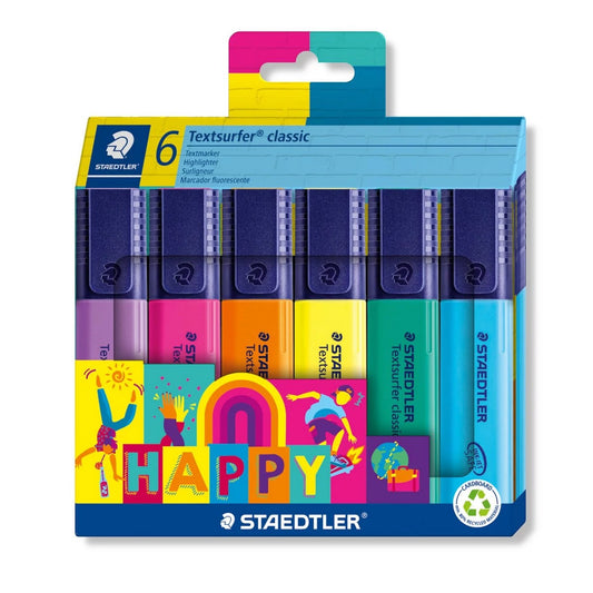 MARCADOR FLUORESCENTE STAEDTLER TEXTSURFER C/ 06 CORES HAPPY