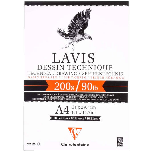 BLOCO CLAIREFONTAINE LAVIS DESSIN 200g/m2 A4 10FLS 96341