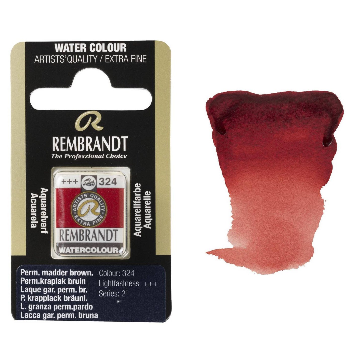 AQUARELA TALENS REMBRANDT HALF PAN 324 PERMANENT MADDER BROWN S2