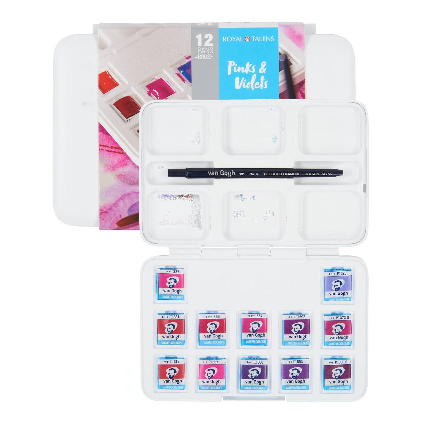 ESTOJO AQUARELA TALENS VAN GOGH 12 HALF PAN PINKS & VIOLETS