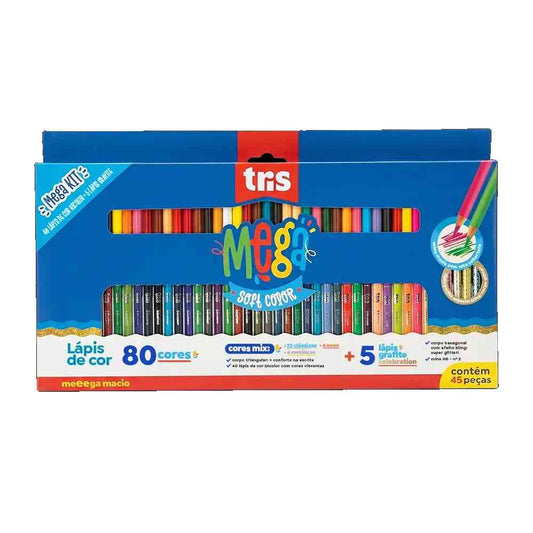 LAPIS COR TRIS MEGA SOFT 80 CORES + 5 HB