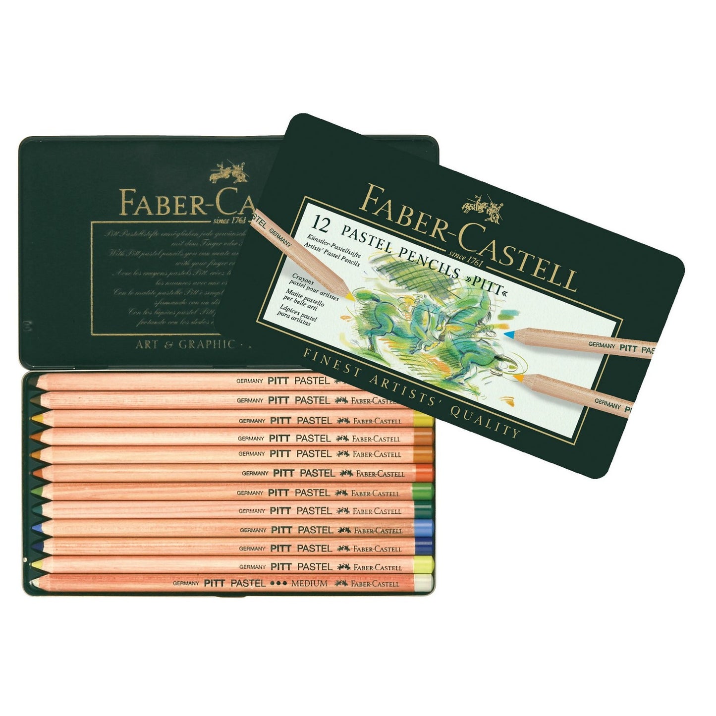 ESTOJO LAPIS PASTEL FABER CASTELL PITT 12 CORES 112112