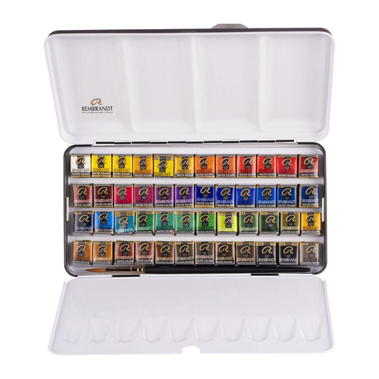 ESTOJO AQUARELA TALENS REMBRANDT 48 HALF PAN METAL BOX + BRU