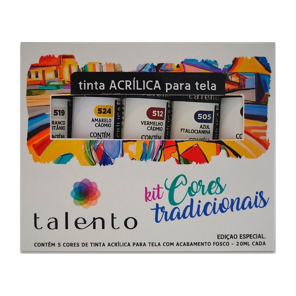 ESTOJO ACRILICA TALENTO 20ML 05 CORES BASICAS
