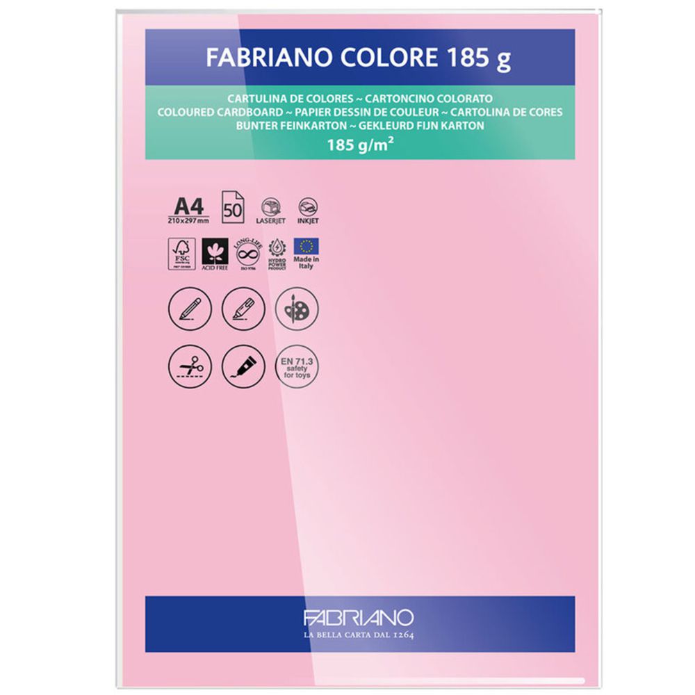 PAPEL FABRIANO COLORE 410 ROSA A4 185G C/10 UNI